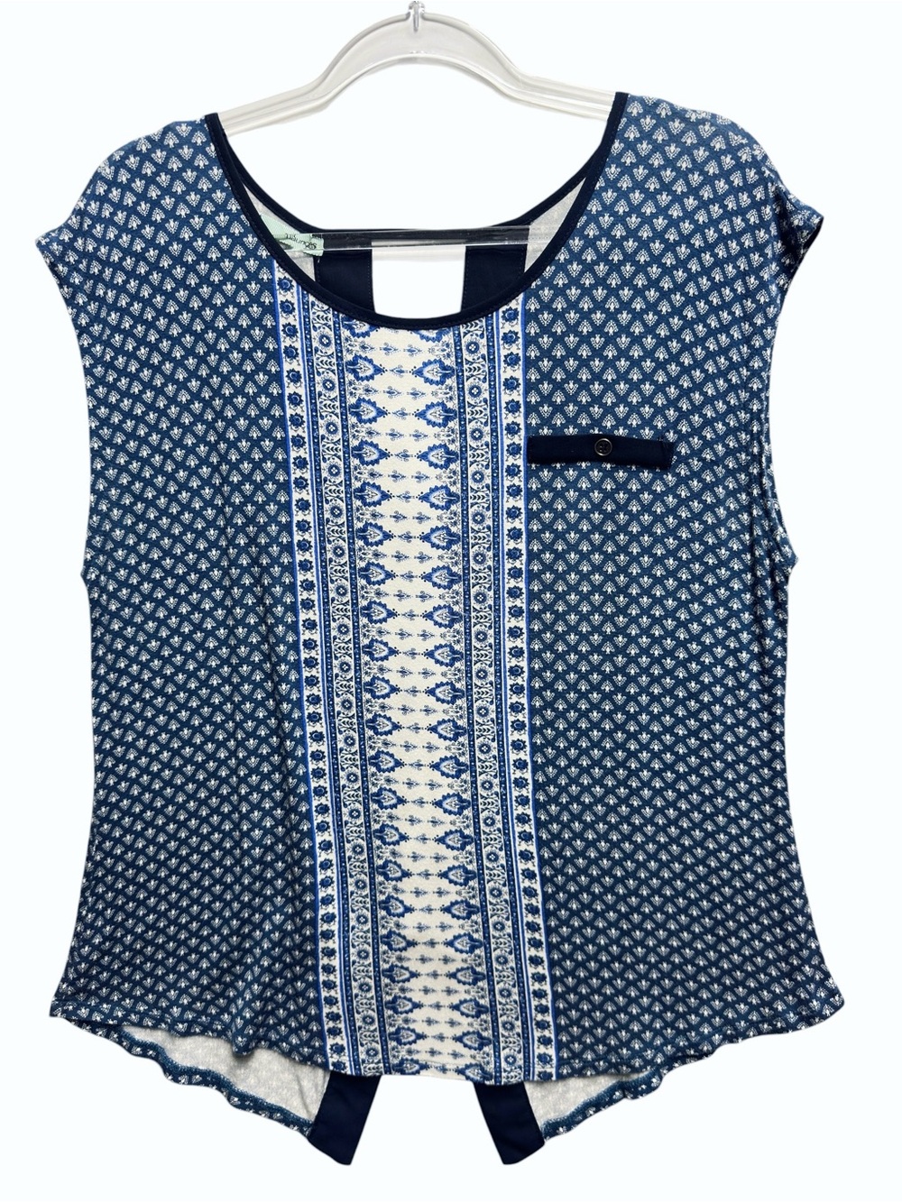 Pure Rayon Knit Abstract Art Paisley Aztec Striped Blouse Tee Top Shirt